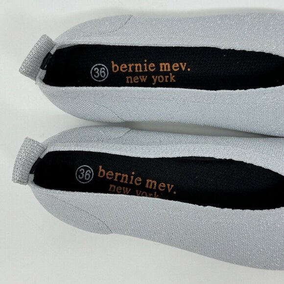 Bernie Mev New‎ York Metallic Silver Slip On Ballet Flat 5.5 (36) Pointed Toe - Picture 6 of 12